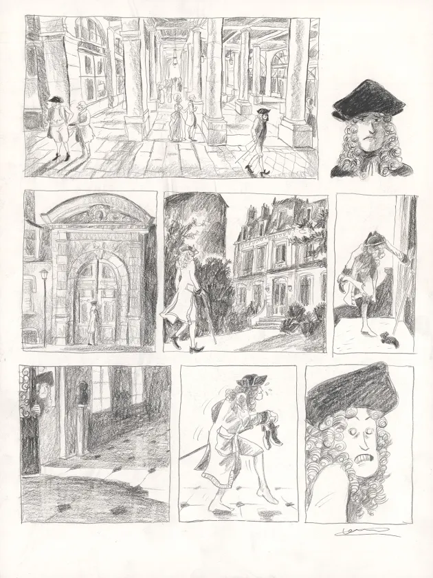 Planche noir et blanc, Voltaire amoureux, Voltaire très amoureux (T.2), Clément Oubrerie