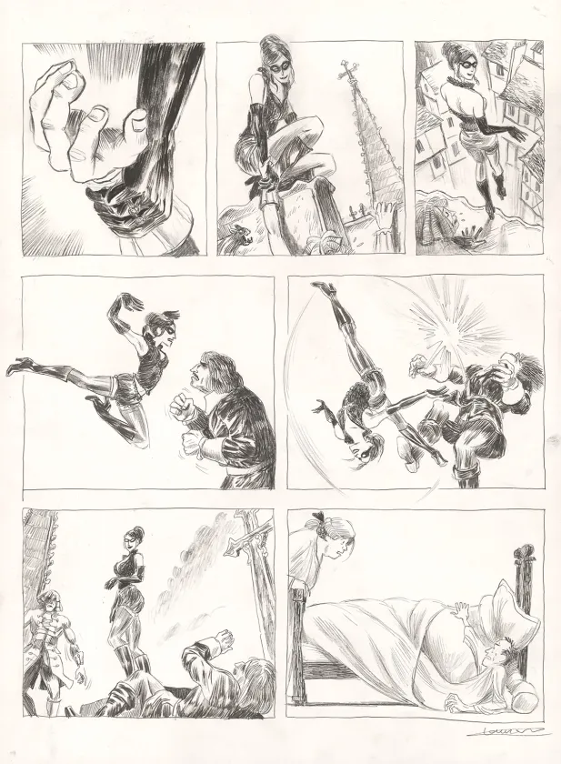 Black and white original page, Voltaire amoureux, Voltaire très amoureux (T.2), Clément Oubrerie