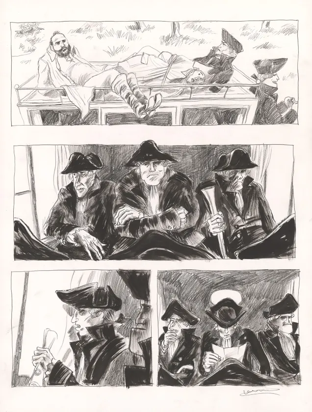 Black and white original page, Voltaire amoureux, Voltaire très amoureux (T.2), Clément Oubrerie