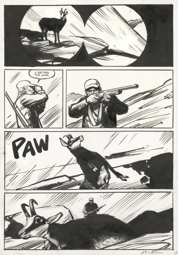 Planche noir et blanc, Le Loup, Jean-Marc Rochette