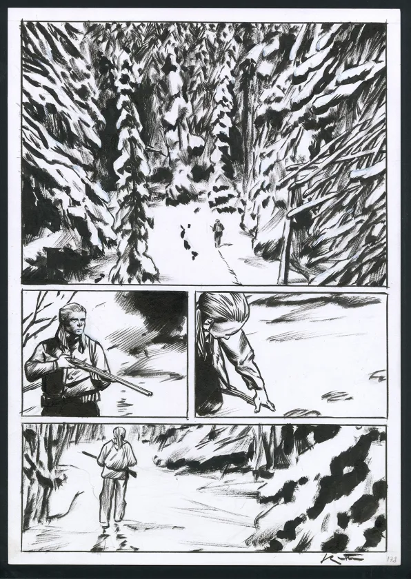 Planche noir et blanc, La Dernière Reine, Jean-Marc Rochette