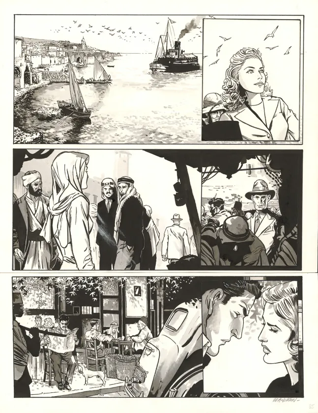 Black and white original page, Les Enfants du ciel, Bernard Vrancken