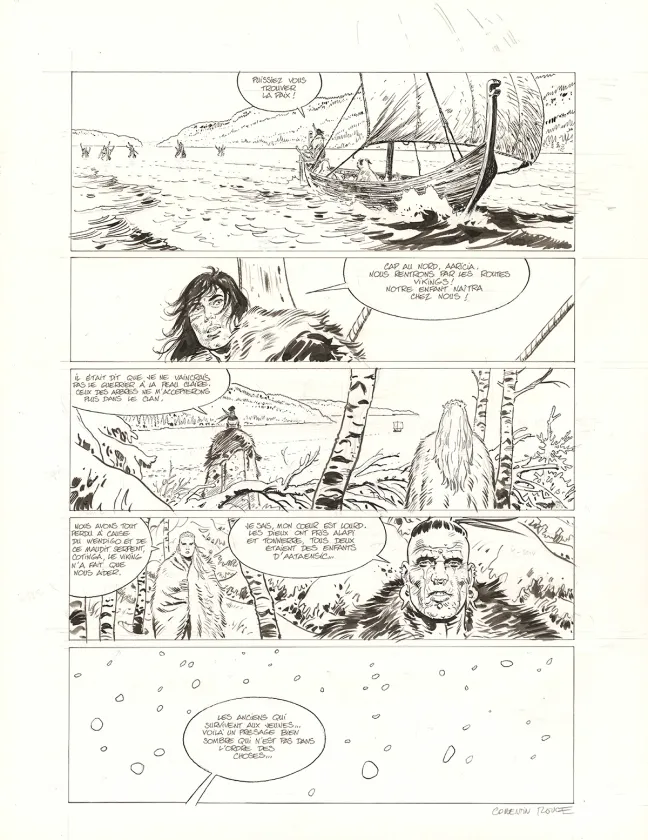 Planche noir et blanc, Thorgal Saga, Wendigo (T.2), Corentin Rouge
