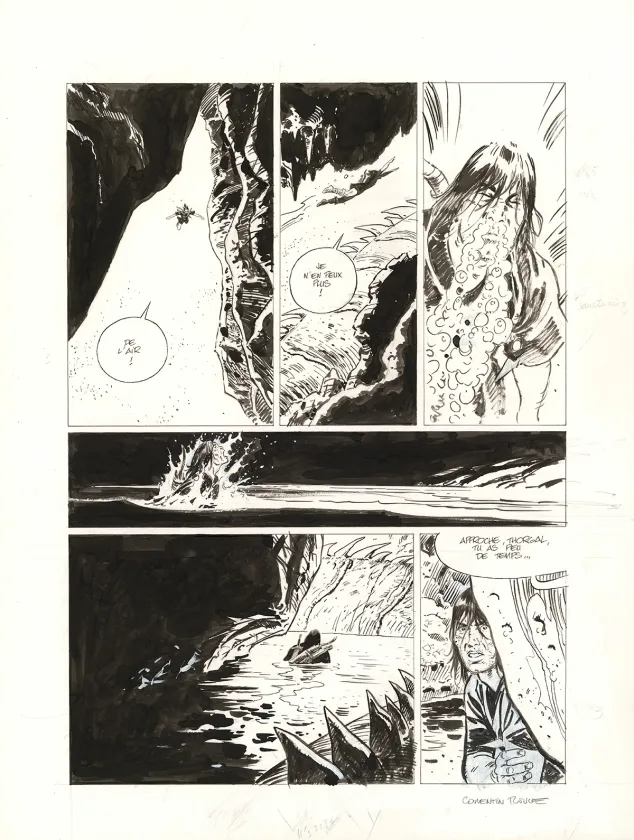 Black and white original page, Thorgal Saga, Wendigo (T.2), Corentin Rouge