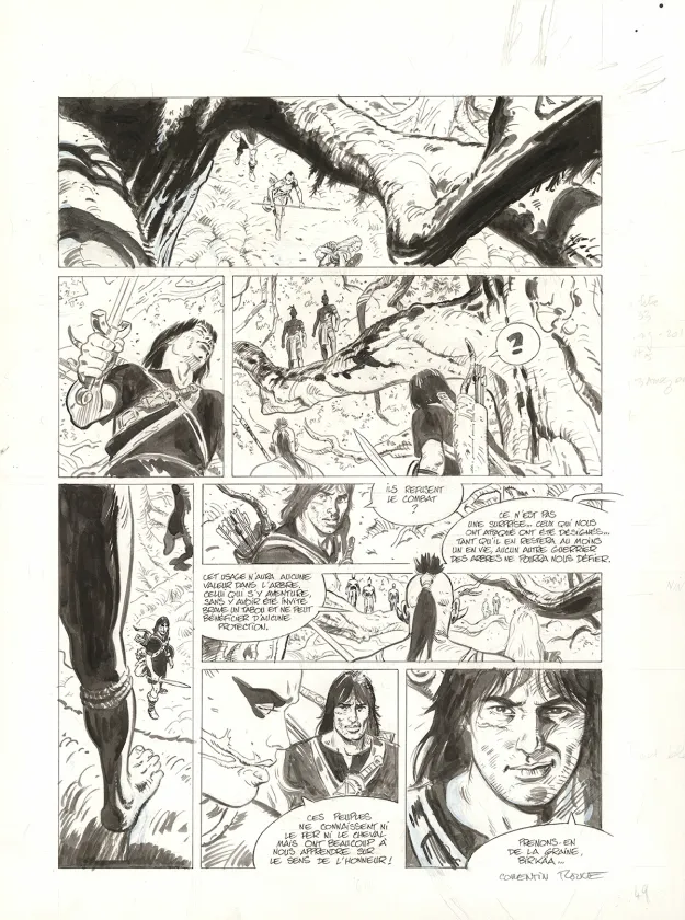 Black and white original page, Thorgal Saga, Wendigo (T.2), Corentin Rouge