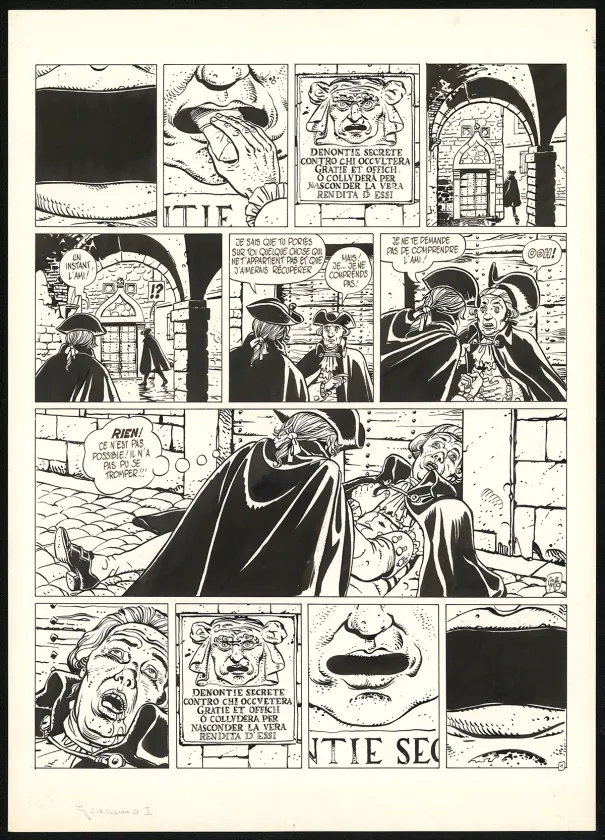 Black and white original page, Giacomo C., Le Masque dans la bouche d'ombre (T.1),  Griffo