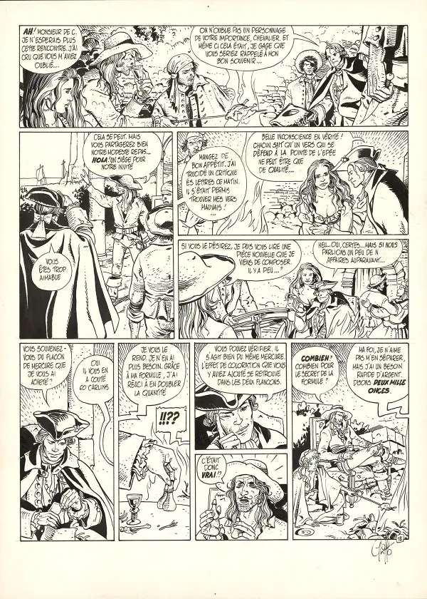 Planche noir et blanc, Giacomo C., Le Masque dans la bouche d'ombre (T.1),  Griffo