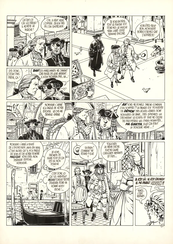 Black and white original page, Giacomo C., Le Masque dans la bouche d'ombre (T.1),  Griffo