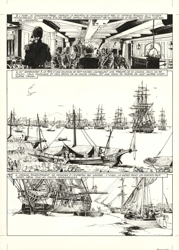 Planche noir et blanc, USS Constitution, Livre II - Il y a deux justices en mer, celle des gradés et celle des sans grades (T.2), Franck Bonnet