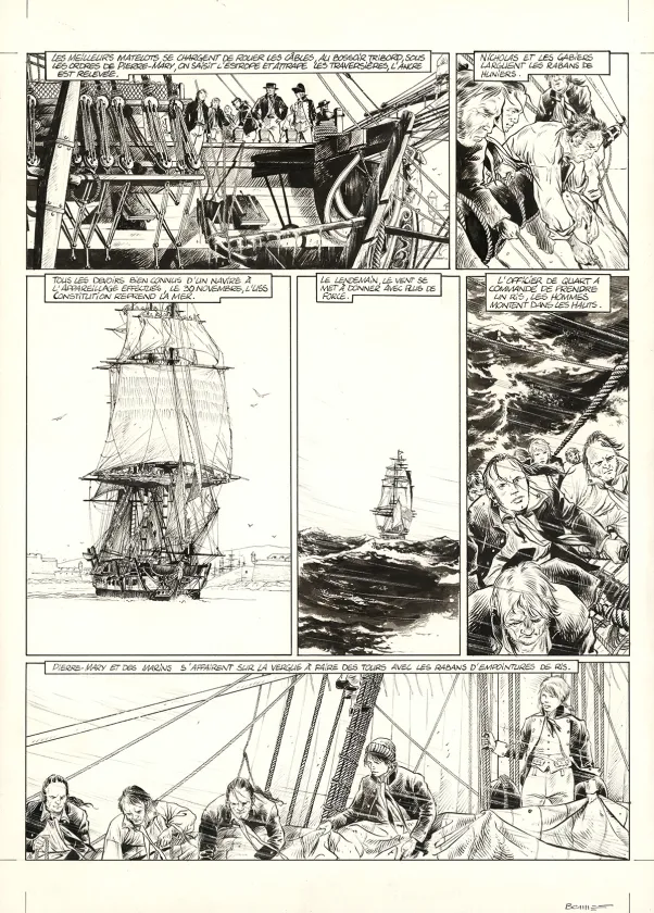 Planche noir et blanc, USS Constitution, Livre II - Il y a deux justices en mer, celle des gradés et celle des sans grades (T.2), Franck Bonnet