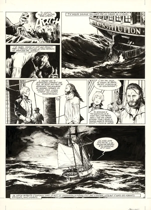 Planche noir et blanc, USS Constitution, Livre II - Il y a deux justices en mer, celle des gradés et celle des sans grades (T.2), Franck Bonnet