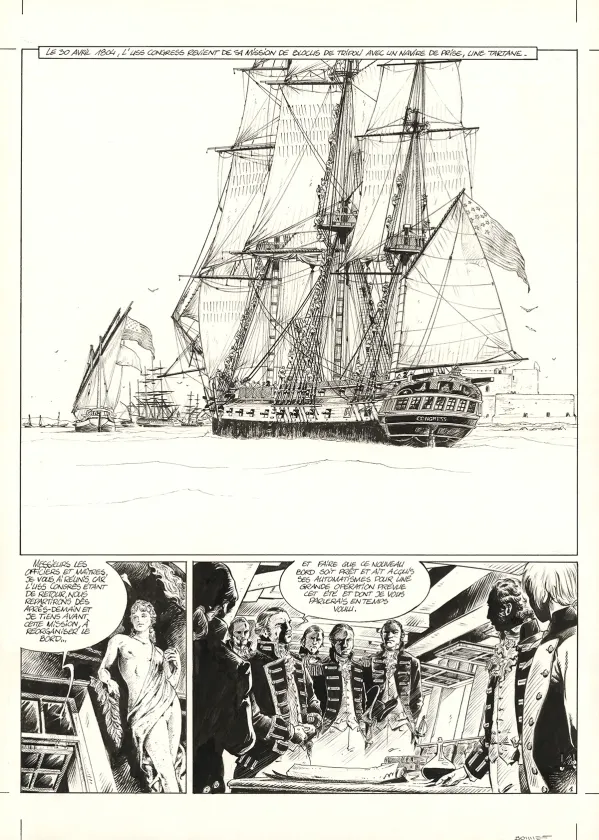 Black and white original page, USS Constitution, Livre III - À terre comme en mer, justice sera faite (T.3), Franck Bonnet