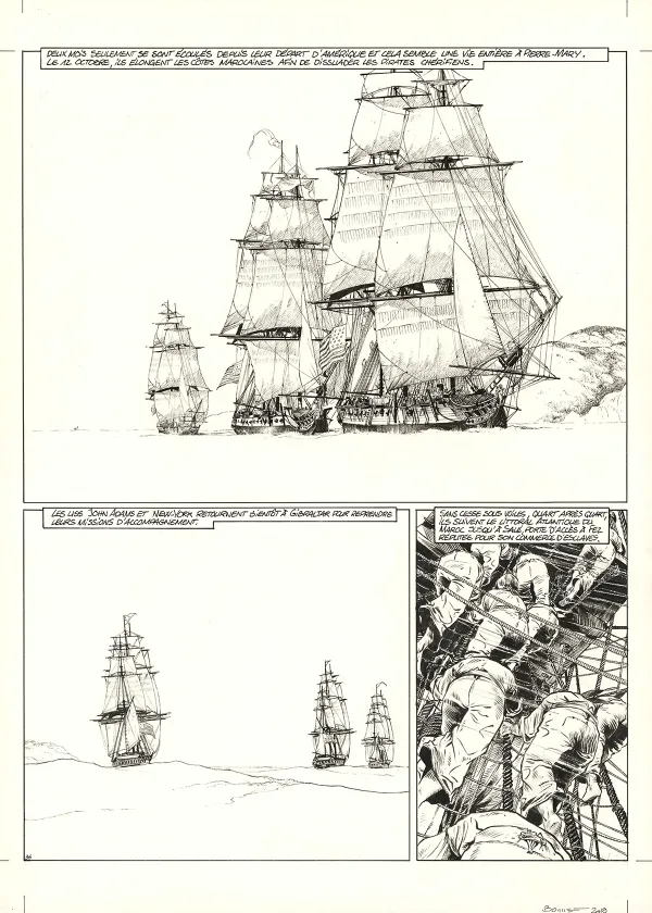 Planche noir et blanc, USS Constitution, Livre III - À terre comme en mer, justice sera faite (T.3), Franck Bonnet