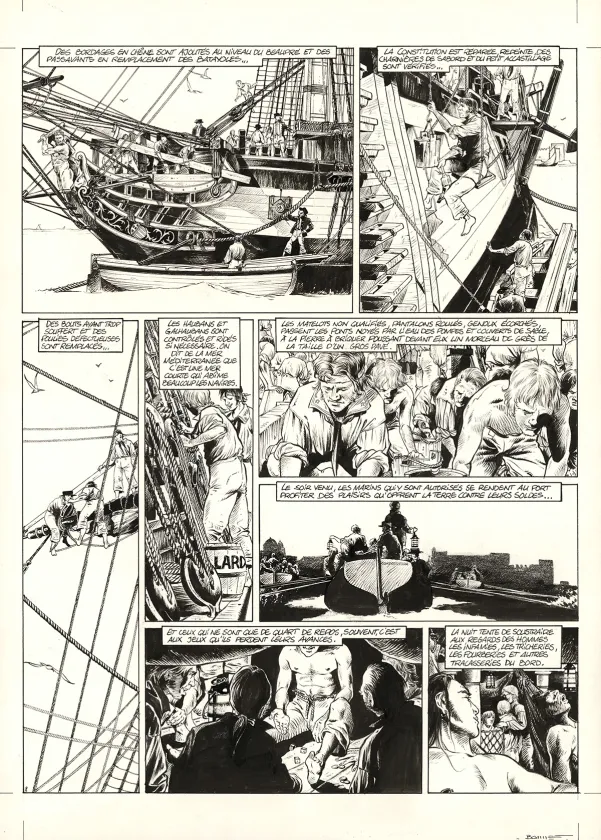 Planche noir et blanc, USS Constitution, Livre II - Il y a deux justices en mer, celle des gradés et celle des sans grades (T.2), Franck Bonnet