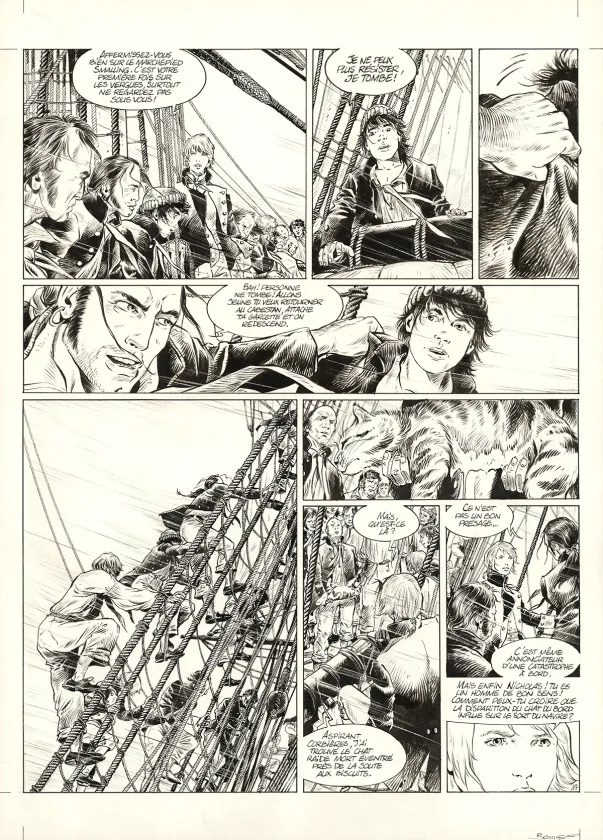 Planche noir et blanc, USS Constitution, Livre II - Il y a deux justices en mer, celle des gradés et celle des sans grades (T.2), Franck Bonnet
