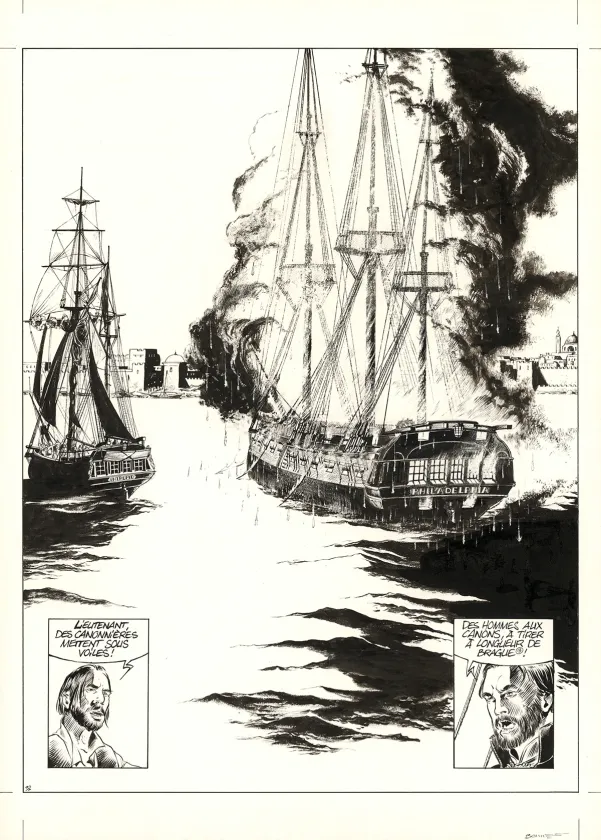 Planche noir et blanc, USS Constitution, Livre II - Il y a deux justices en mer, celle des gradés et celle des sans grades (T.2), Franck Bonnet