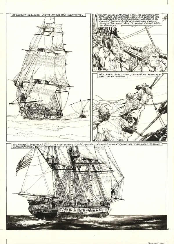 Planche noir et blanc, USS Constitution, Livre I - La Justice à terre est souvent pire qu'en mer (T.1), Franck Bonnet