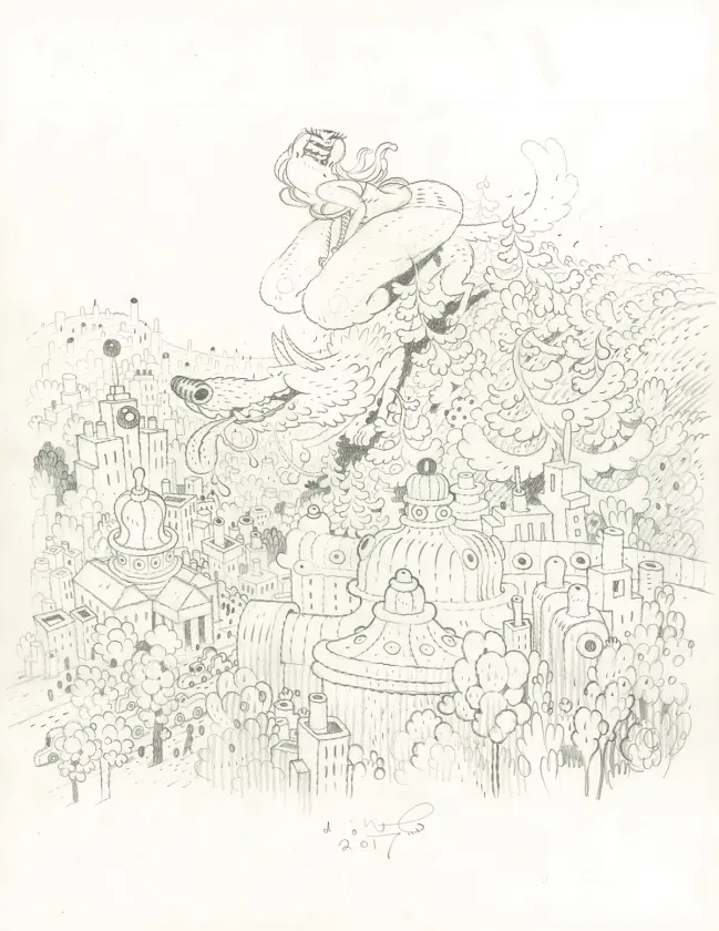Black and white illustration, Pillowy, the Art of Dave Cooper, Dave Cooper