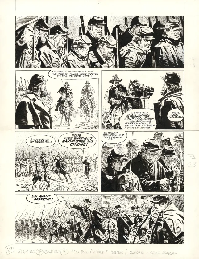 Planche noir et blanc, Le Combat d'Henry Fleming, Steve Cuzor