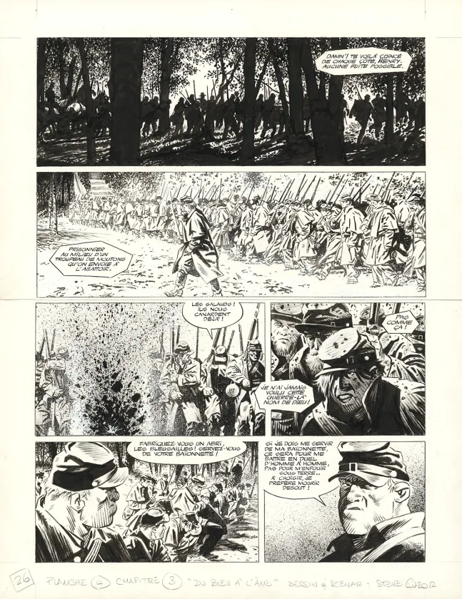Planche noir et blanc, Le Combat d'Henry Fleming, Steve Cuzor