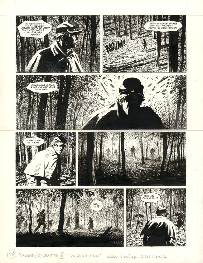 Planche noir et blanc, Le Combat d'Henry Fleming, Steve Cuzor