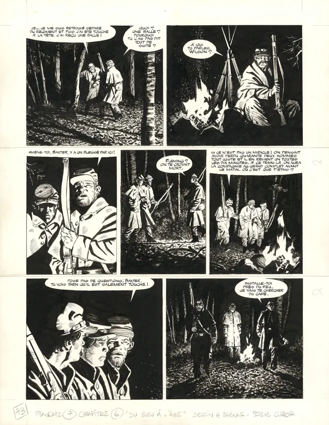 Planche noir et blanc, Le Combat d'Henry Fleming, Steve Cuzor