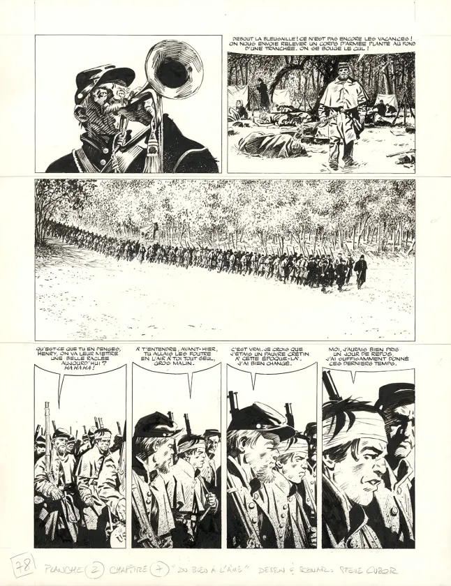 Planche noir et blanc, Le Combat d'Henry Fleming, Steve Cuzor