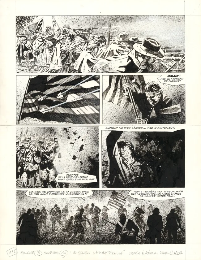Planche noir et blanc, Le Combat d'Henry Fleming, Steve Cuzor