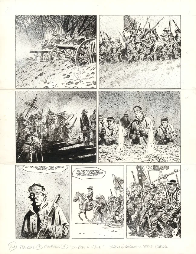 Planche noir et blanc, Le Combat d'Henry Fleming, Steve Cuzor