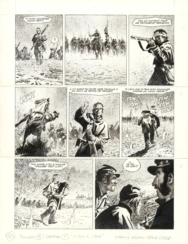 Planche noir et blanc, Le Combat d'Henry Fleming, Steve Cuzor