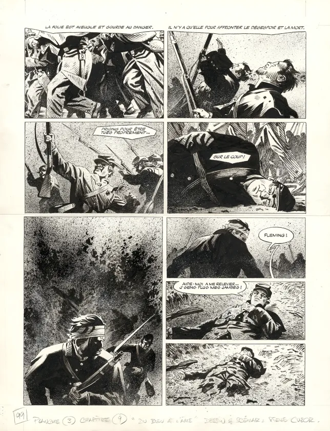 Planche noir et blanc, Le Combat d'Henry Fleming, Steve Cuzor