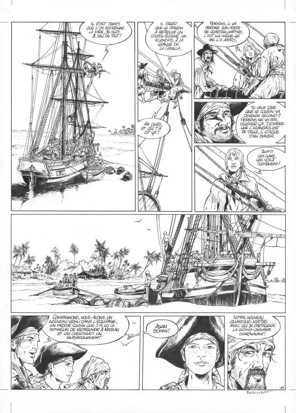 Planche noir et blanc, Ann Bonny, la louve des Caraïbes, Livre I (T.1), Franck Bonnet
