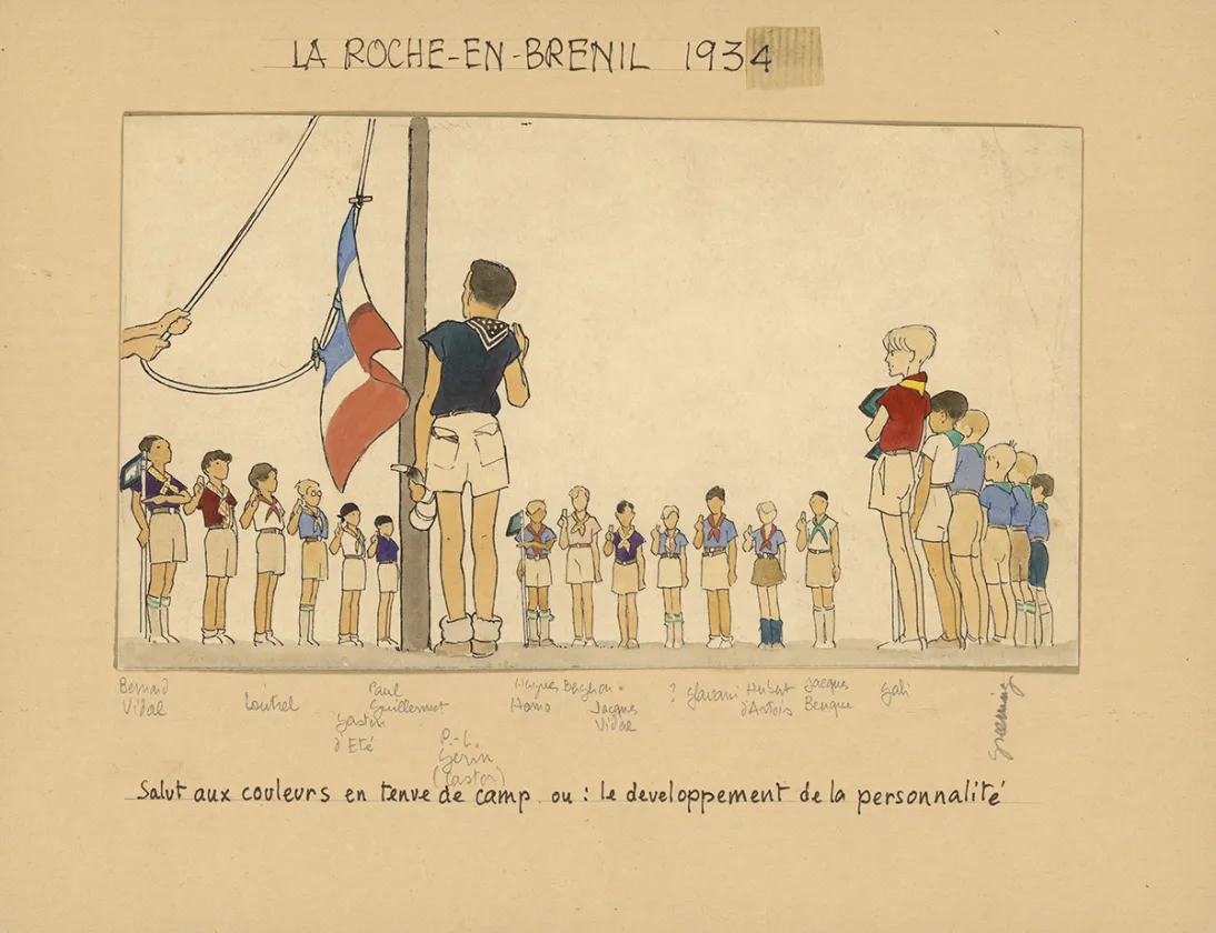 Colored illustration, Du temps que j'étais "Boiscout", Pierre Joubert
