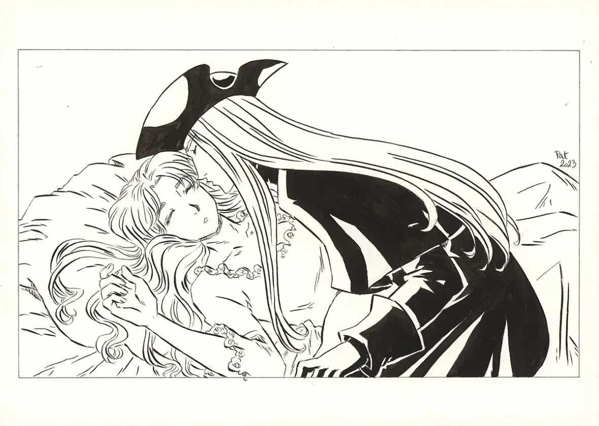 Black and white illustration, La Rose écarlate , Patricia  Lyfoung 