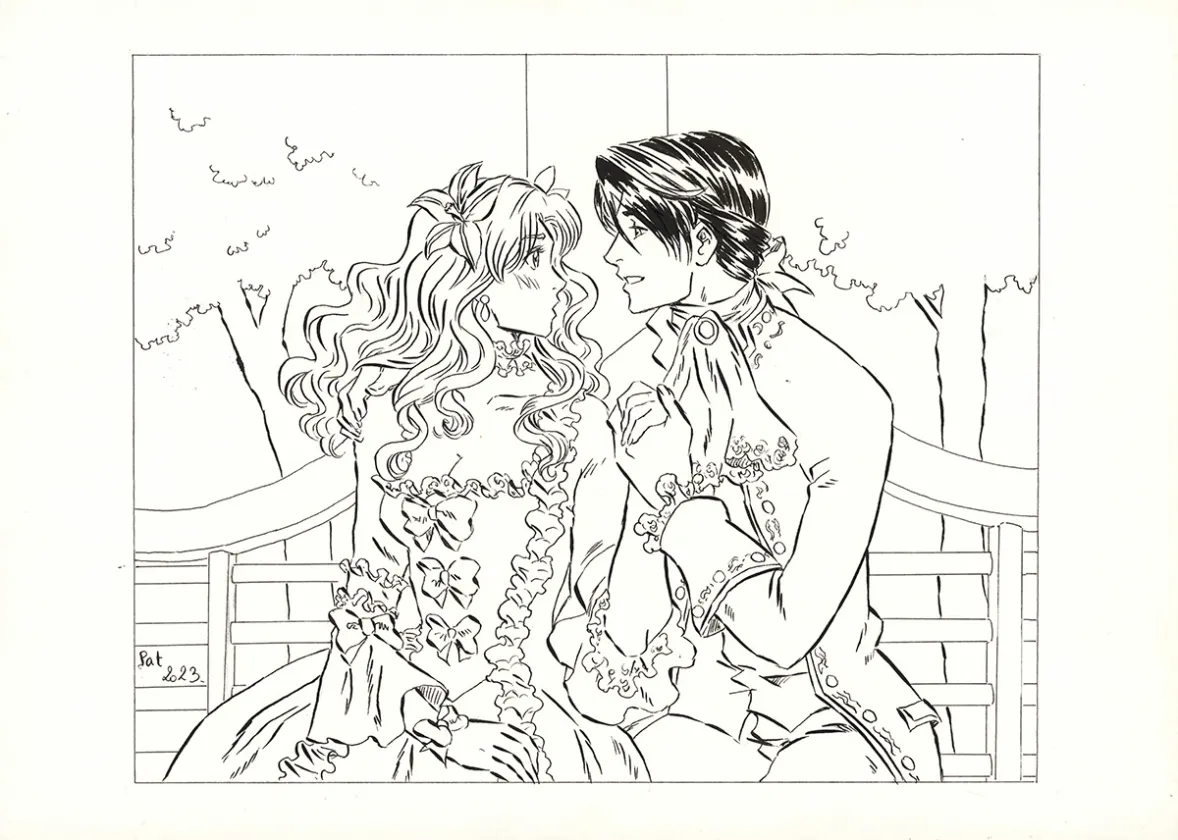 Illustration noir et blanc, La Rose écarlate , Patricia  Lyfoung 