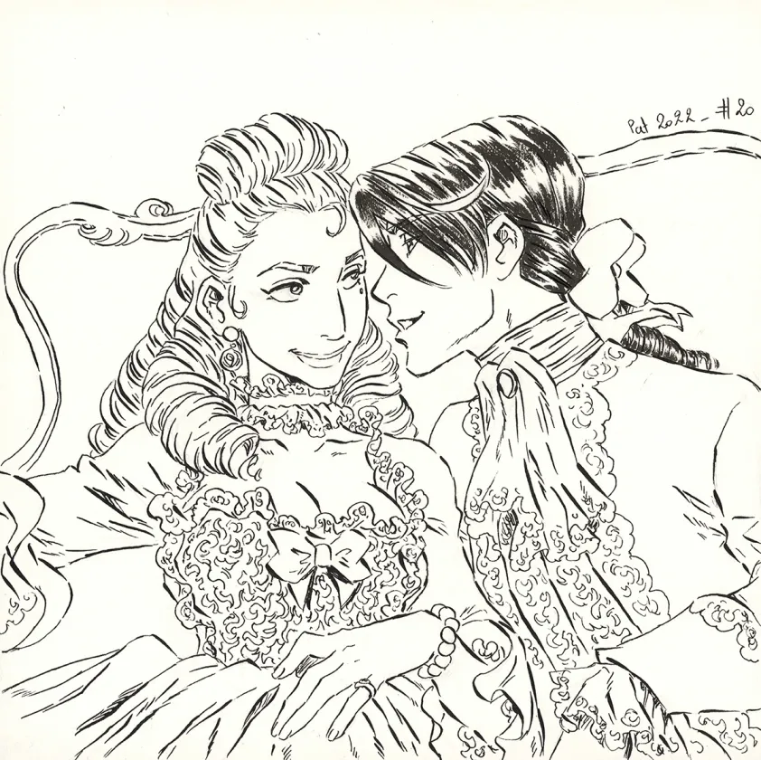 Illustration noir et blanc, La Rose écarlate , Patricia  Lyfoung 
