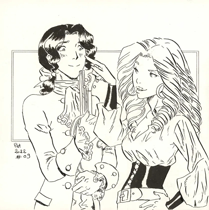 Black and white illustration, La Rose écarlate , Patricia  Lyfoung 
