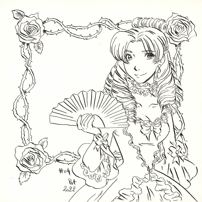 Illustration noir et blanc, La Rose écarlate , Patricia  Lyfoung 