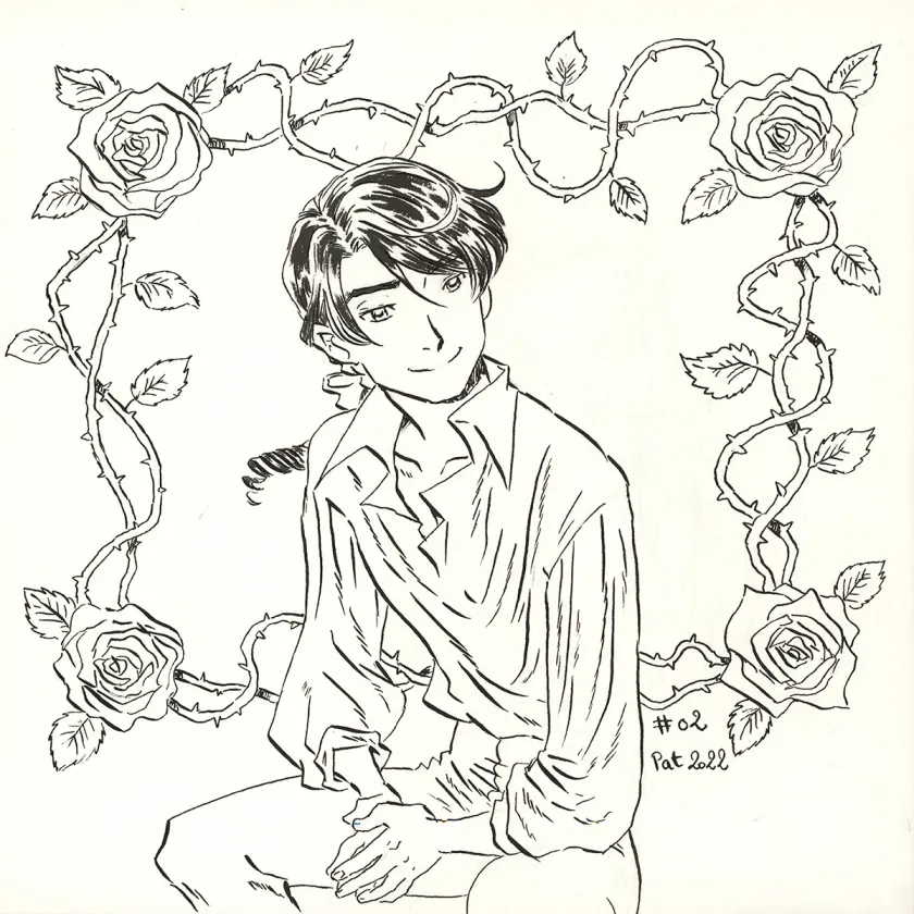 Illustration noir et blanc, La Rose écarlate , Patricia  Lyfoung 