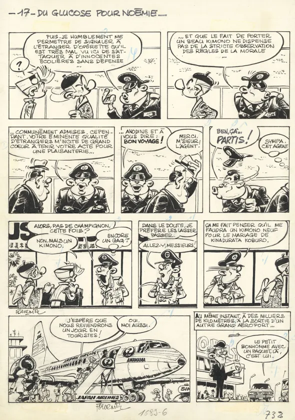 Black and white original page, Spirou et Fantasio, Du Glucose pour Noémie (T.21), Jean-Claude Fournier