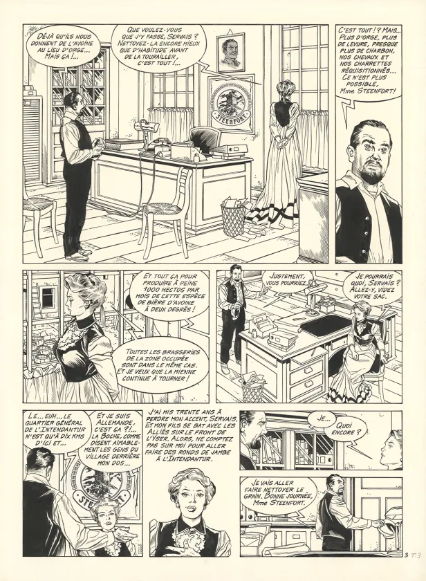 Planche noir et blanc, Les Maîtres de l'orge, Adrien, 1917 (T.3), Francis Vallès