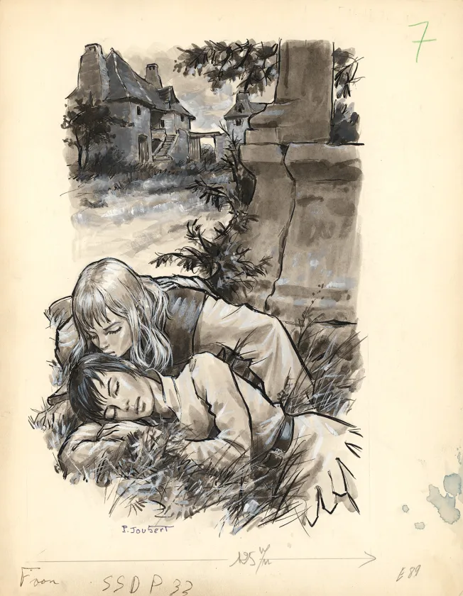 Colored illustration, Faon l'héroïque, Pierre Joubert
