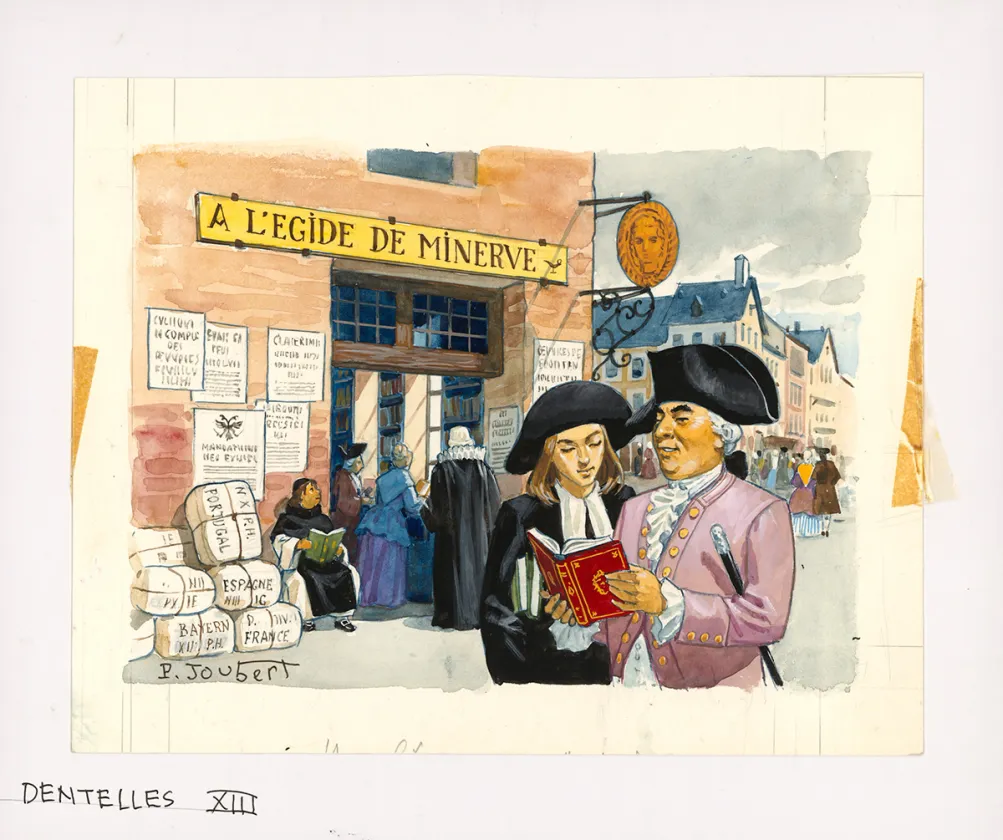 Illustration couleur, La Vie privée des Hommes, Au temps de Louis XV et des guerres en dentelle... (T.24), Pierre Joubert