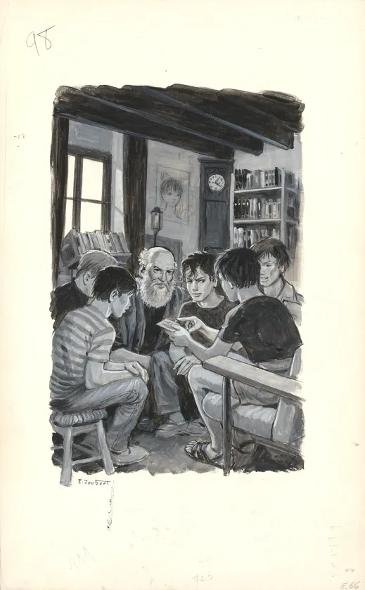 Illustration couleur, Les Aventures du Chat-Tigre, Mik et la Pierre du Soleil (T.12), Pierre Joubert