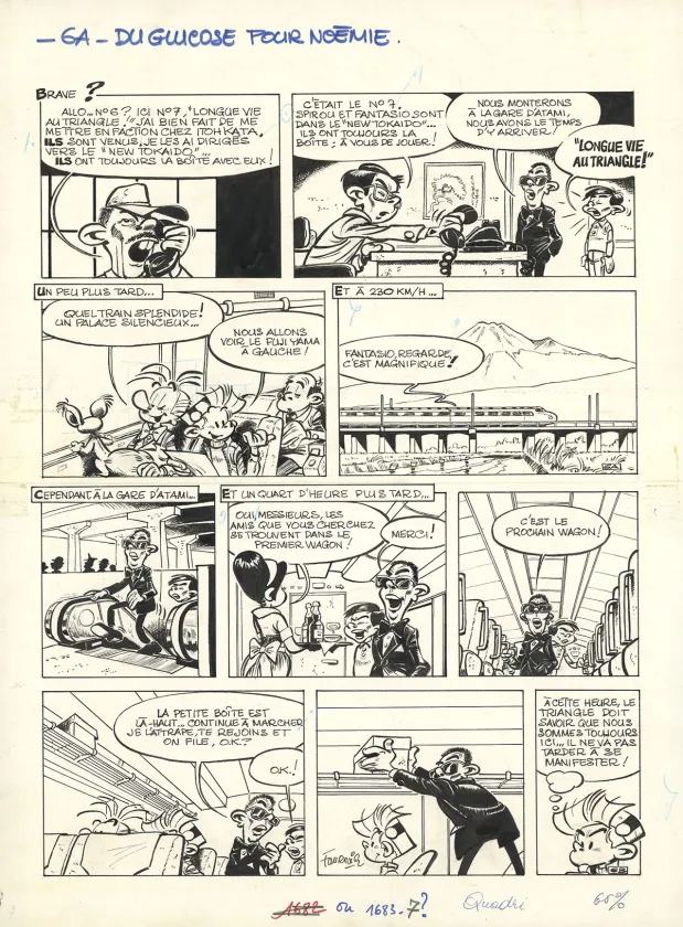 Black and white original page, Spirou et Fantasio, Du Glucose pour Noémie (T.21), Jean-Claude Fournier