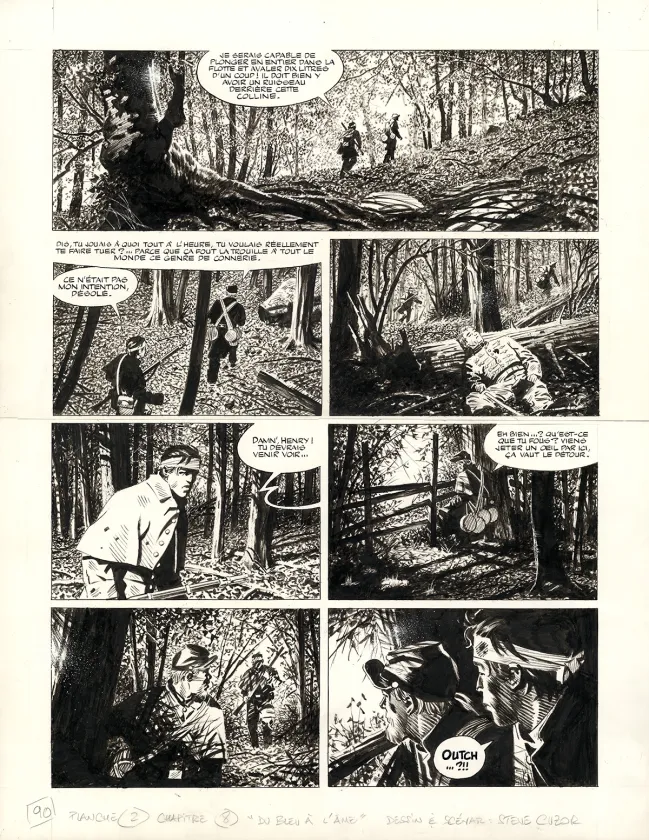 Planche noir et blanc, Le Combat d'Henry Fleming, Steve Cuzor