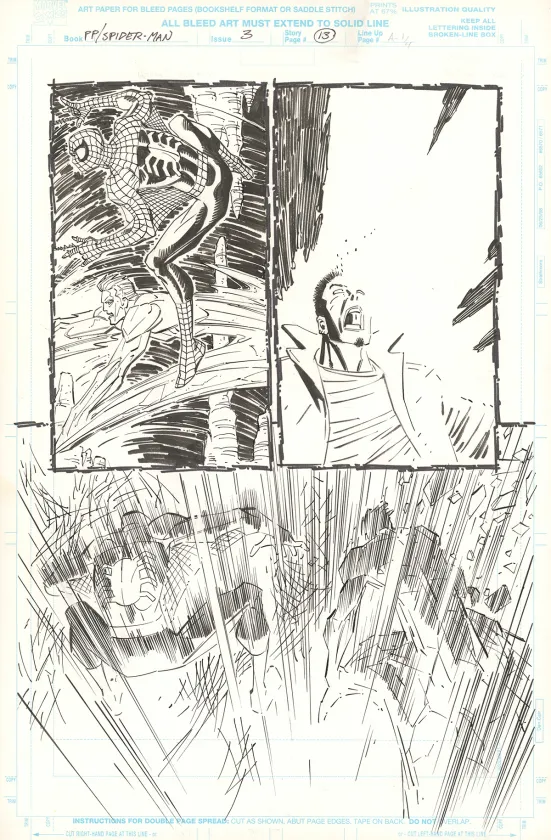 Planche noir et blanc, Spiderman, John Romita Jr