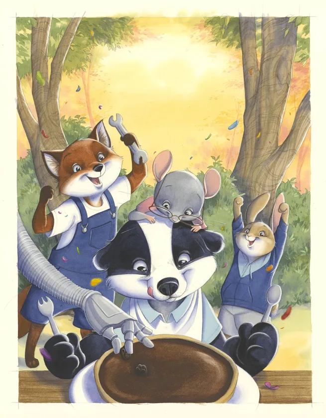 Couverture, Les Géniales inventions de Léonard le renard, Le Concours de tartes (T.2), Julie Mellan