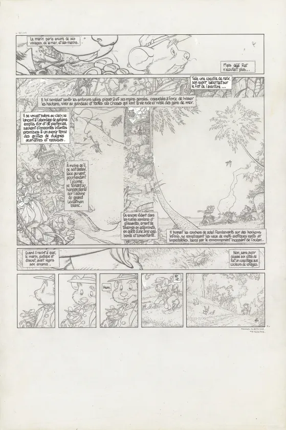 Planche noir et blanc, Le Vent dans les Sables , L'Invitation au voyage (T.1), Michel Plessix