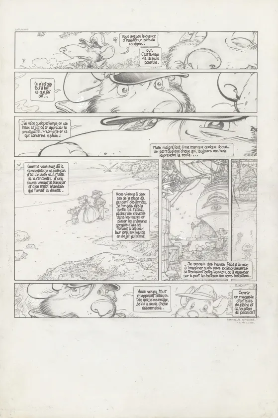 Black and white original page, Le Vent dans les Sables , L'Invitation au voyage (T.1), Michel Plessix